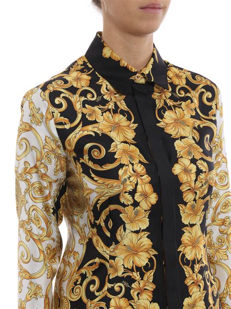 camicia in seta versace stampa spagnola|Camicia in seta Wild Barocco Illusion .